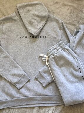 Los Angeles Grey Hoodie & Sweatpants Set (sz Large)